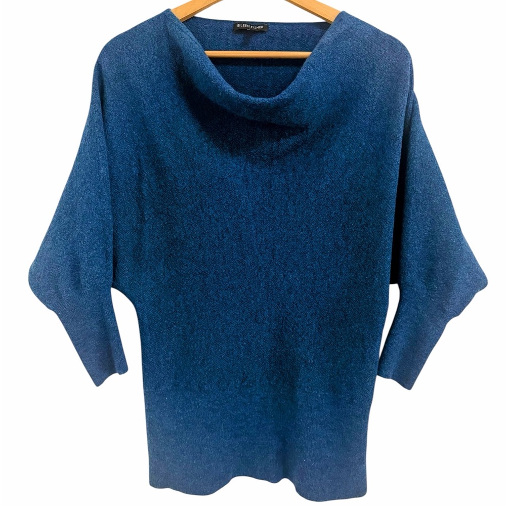 Eileen Fisher Blue Dolman Sleeve Wool Sweater S